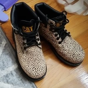CAT Caterpillar Leopard Leather Boots